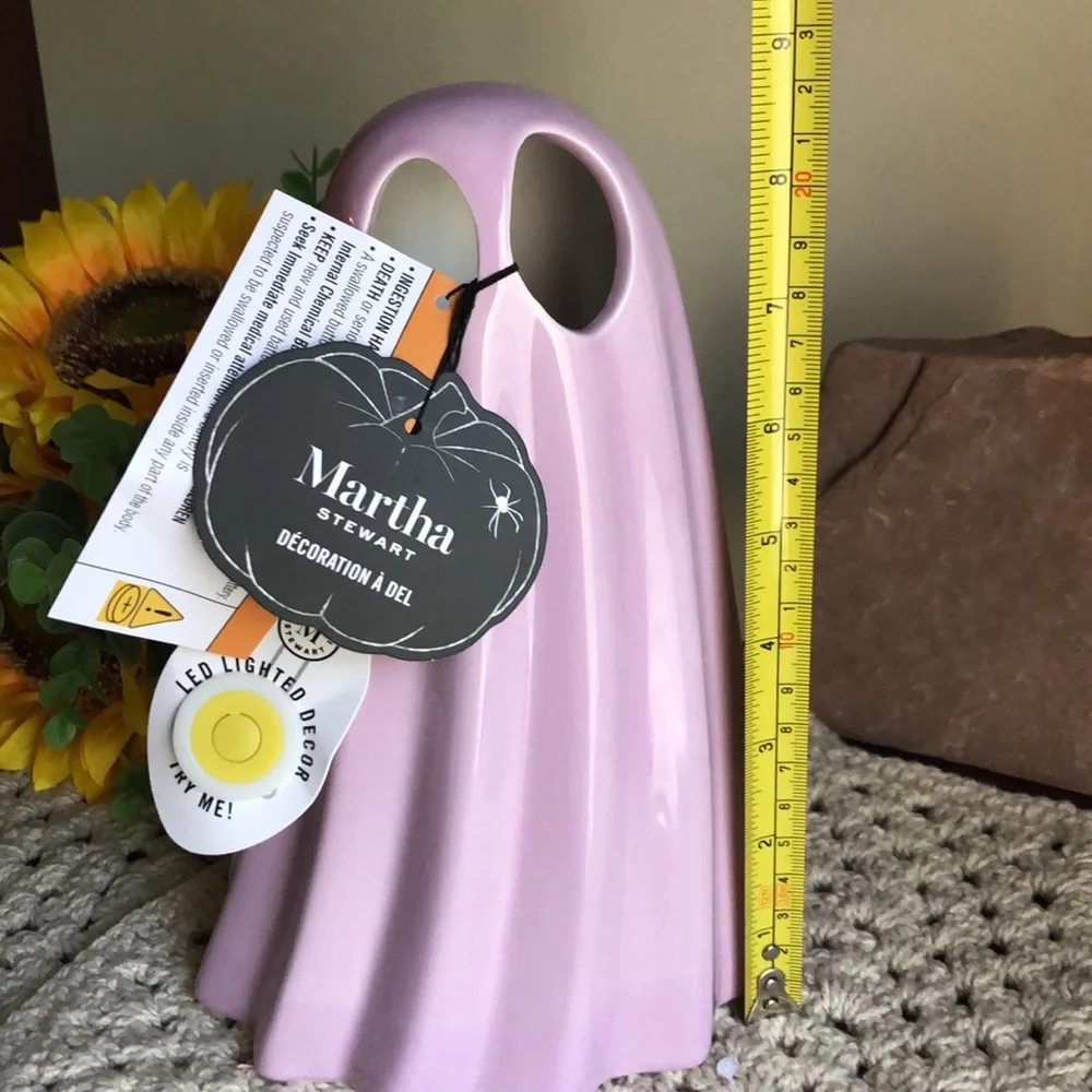 Martha Stewart Ceramic Purple Light Up Halloween Ghost Decor